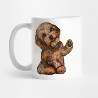 Cavapoochon Cavapoo Cavoodle  Black and Tan tilted head and wave- cute cavalier King Charles spaniel Bichon frise Mug